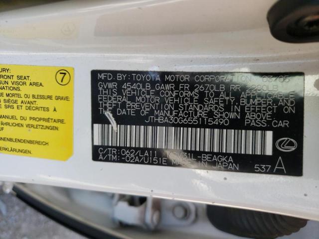 Photo 10 from auction – 2005 LEXUS ES 330 with VIN JTHBA30G655115490