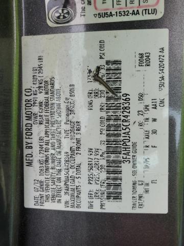 Photo 10 from auction – 2012 FORD FUSION SEL with VIN 3FAHP0JA5CR428369