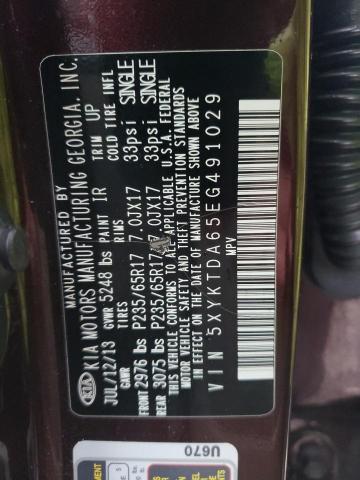 Photo 10 from auction – 2014 KIA SORENTO LX with VIN 5XYKTDA65EG491029