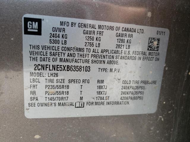 Photo 10 from auction – 2011 CHEVROLET EQUINOX LT with VIN 2CNFLNE5XB6358103