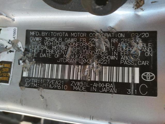 Photo 10 from auction – 2021 TOYOTA PRIUS SPEC with VIN JTDKAMFUXM3134221
