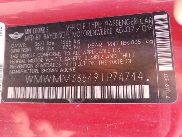 Photo 10 from auction – 2009 MINI COOPER S C with VIN WMWMM33549TP74744