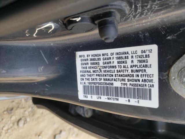 Photo 10 from auction – 2012 HONDA CIVIC LX with VIN 19XFB2F50CE354096