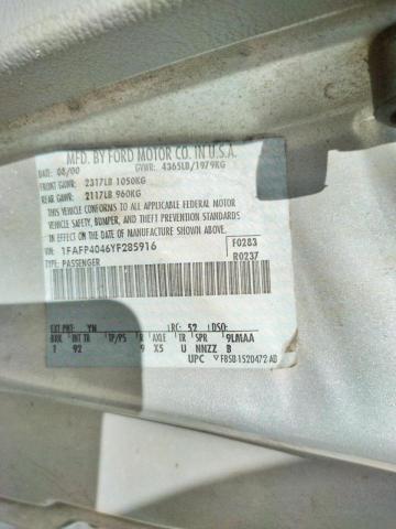 Photo 10 from auction – 2000 FORD MUSTANG with VIN 1FAFP4046YF285916