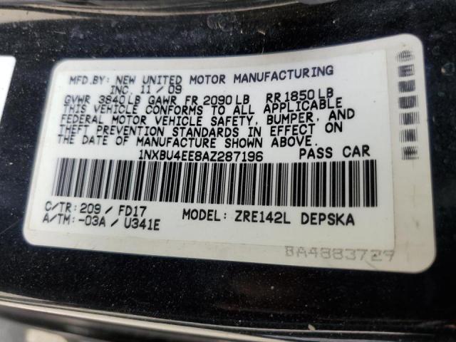 Photo 10 from auction – 2010 TOYOTA COROLLA BA with VIN 1NXBU4EE8AZ287196