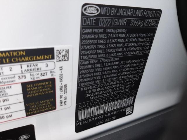 Photo 10 from auction – 2022 LAND ROVER RANGE ROVE with VIN SALWR2SU8NA232500