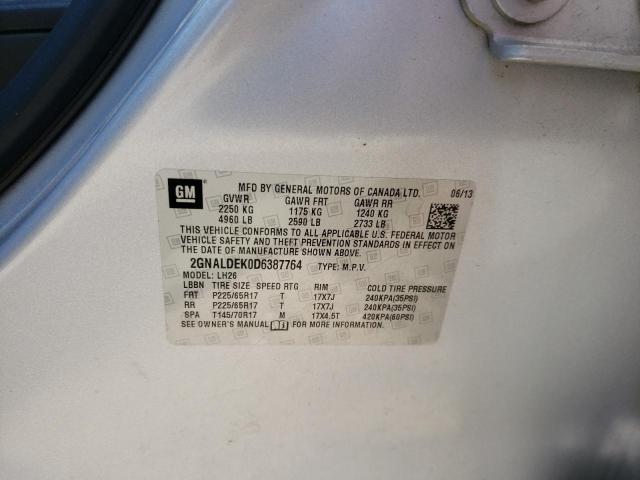 Photo 10 from auction – 2013 CHEVROLET EQUINOX LT with VIN 2GNALDEK0D6387764