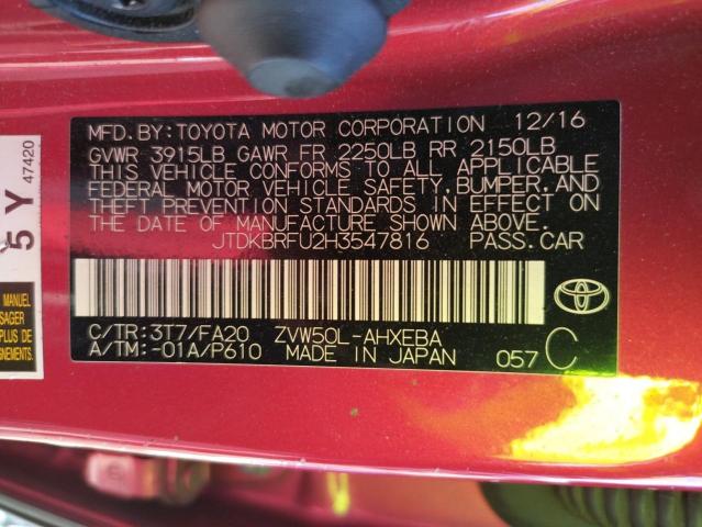 Photo 10 from auction – 2017 TOYOTA PRIUS with VIN JTDKBRFU2H3547816