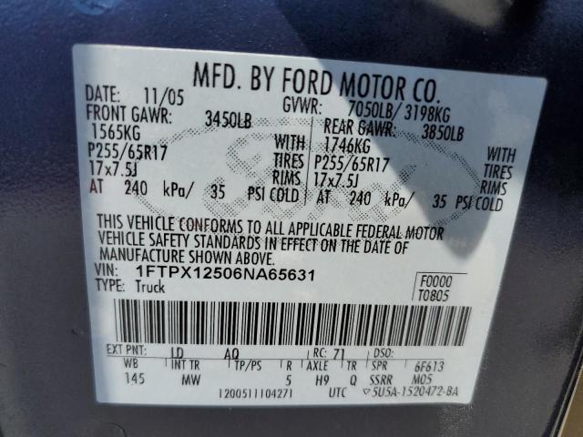 Photo 10 from auction – 2006 FORD F150 with VIN 1FTPX12506NA65631