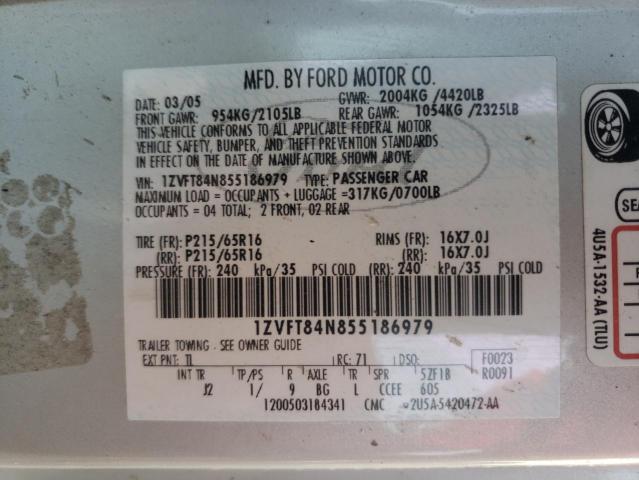Photo 10 from auction – 2005 FORD MUSTANG with VIN 1ZVFT84N855186979