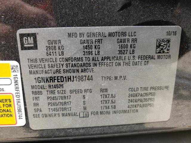 Photo 10 from auction – 2017 CHEVROLET TRAVERSE L with VIN 1GNKRFED1HJ198744