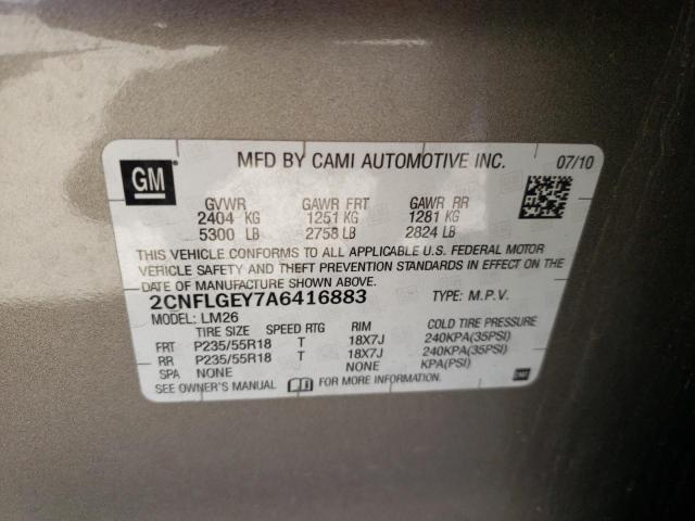 Photo 10 from auction – 2010 CHEVROLET EQUINOX LT with VIN 2CNFLGEY7A6416883