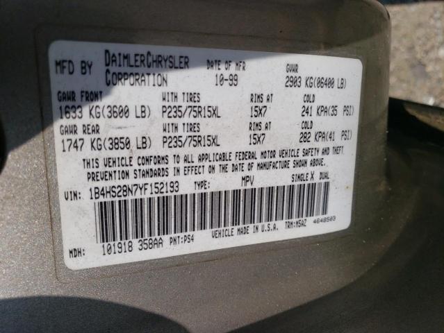 Photo 10 from auction – 2000 DODGE DURANGO with VIN 1B4HS28N7YF152193