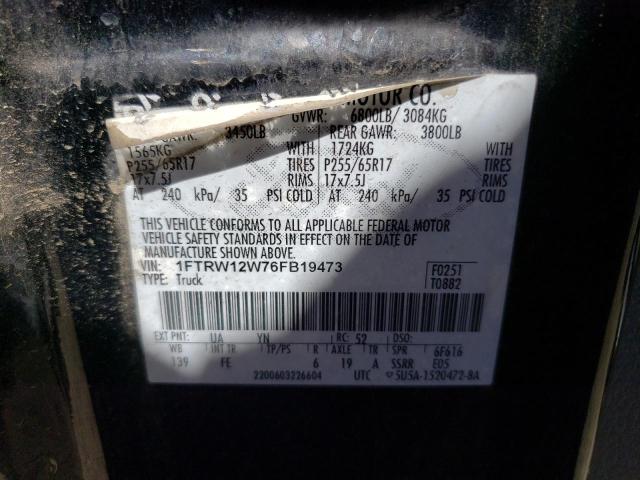 Photo 10 from auction – 2006 FORD F150 SUPER with VIN 1FTRW12W76FB19473