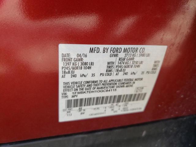 Photo 10 from auction – 2016 FORD EXPLORER X with VIN 1FM5K7DH1GGC84115