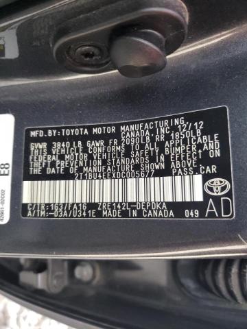 Photo 10 from auction – 2013 TOYOTA COROLLA BA with VIN 2T1BU4EEXDC005677
