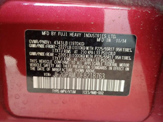 Photo 10 from auction – 2015 SUBARU XV CROSSTR with VIN JF2GPAMC0F8218763