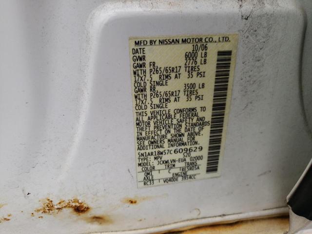 Photo 10 from auction – 2007 NISSAN PATHFINDER with VIN 5N1AR18W57C609629