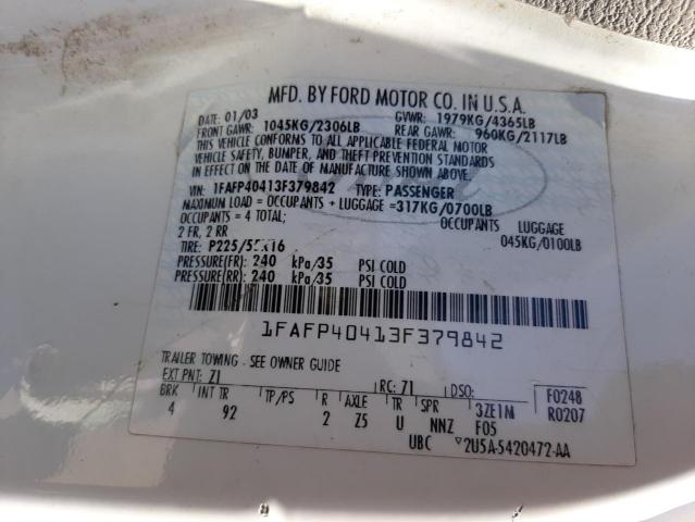 Photo 10 from auction – 2003 FORD MUSTANG with VIN 1FAFP40413F379842