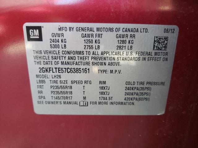 Photo 10 from auction – 2012 GMC TERRAIN SL with VIN 2GKFLTE57C6385161