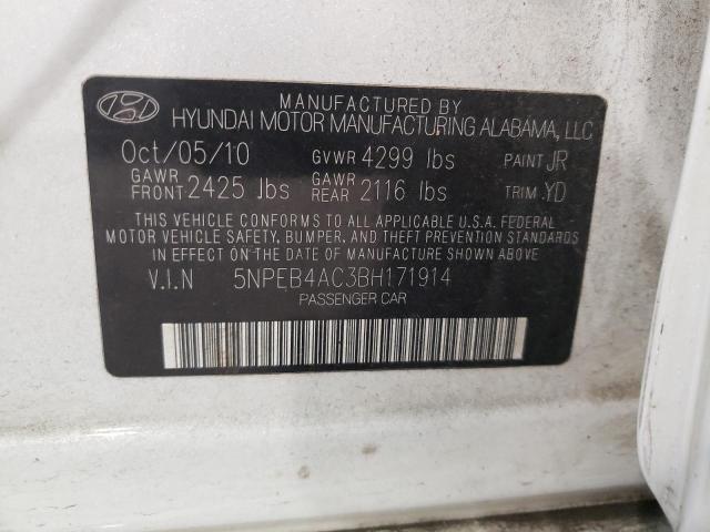 Photo 10 from auction – 2011 HYUNDAI SONATA GLS with VIN 5NPEB4AC3BH171914