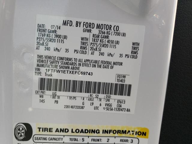 Photo 10 from auction – 2014 FORD F-150 with VIN 1FTFW1ETXEFC69743