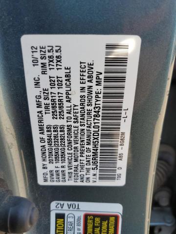 Photo 10 from auction – 2013 HONDA CR-V EX with VIN 5J6RM4H5XDL017843