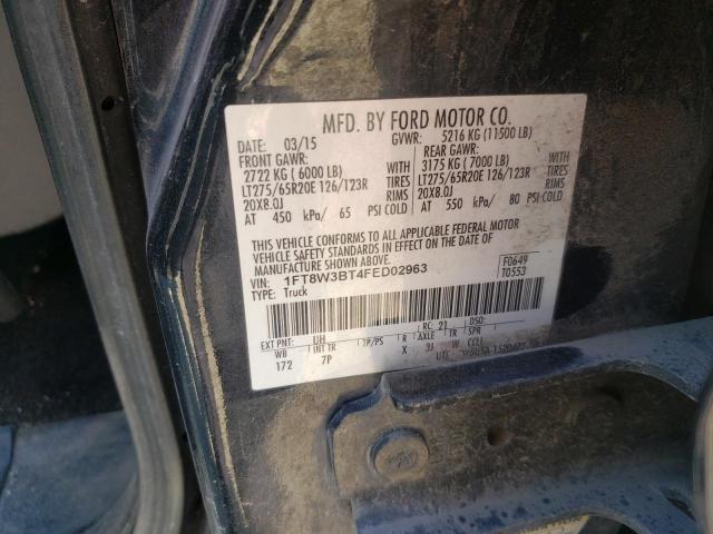 Photo 10 from auction – 2015 FORD F350 SUPER with VIN 1FT8W3BT4FED02963