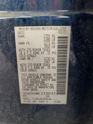 Photo 10 from auction – 2021 NISSAN MURANO S with VIN 5N1AZ2AS6MC119032