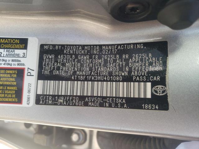 Photo 10 from auction – 2017 TOYOTA CAMRY LE with VIN 4T1BF1FK3HU401080