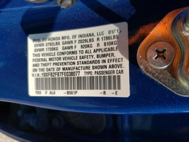 Photo 10 from auction – 2015 HONDA CIVIC EX with VIN 19XFB2F87FE038077
