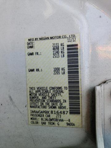 Photo 10 from auction – 2013 NISSAN MAXIMA S with VIN 1N4AA5AP6DC816487