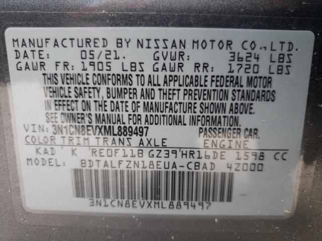 Photo 10 from auction – 2021 NISSAN VERSA SV with VIN 3N1CN8EVXML889497