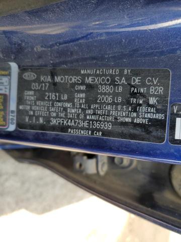 Photo 10 from auction – 2017 KIA FORTE LX with VIN 3KPFK4A73HE136939