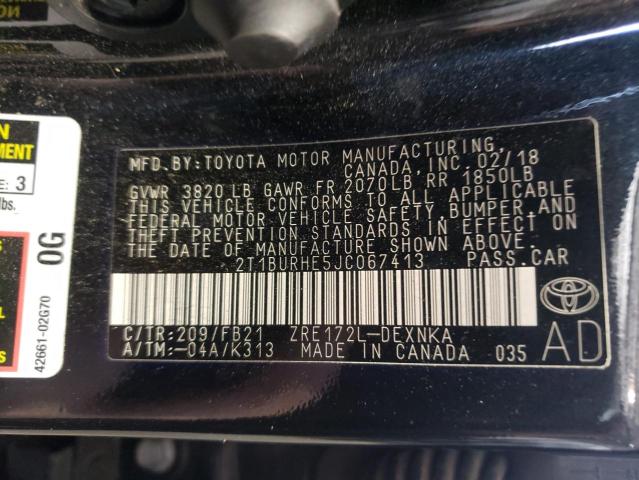 Photo 10 from auction – 2018 TOYOTA COROLLA L with VIN 2T1BURHE5JC067413