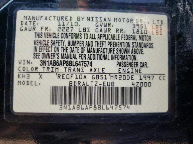 Photo 10 from auction – 2011 NISSAN SENTRA 2.0 with VIN 3N1AB6AP8BL647574