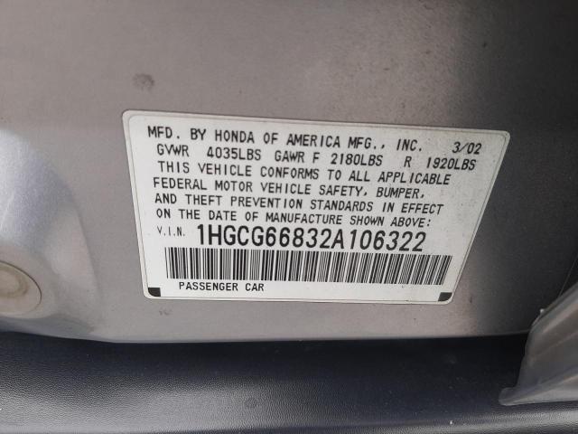 Photo 10 from auction – 2002 HONDA ACCORD EX with VIN 1HGCG66832A106322