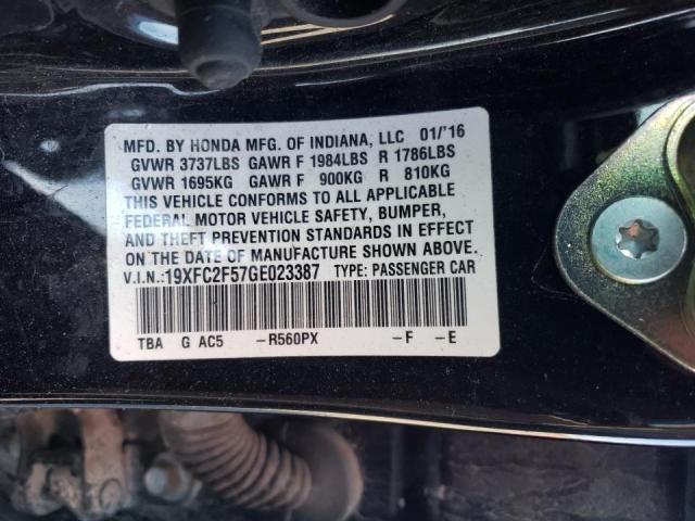 Photo 10 from auction – 2016 HONDA CIVIC LX with VIN 19XFC2F57GE023387