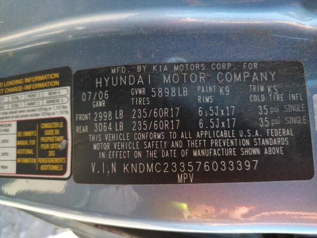 Photo 10 from auction – 2007 HYUNDAI ENTOURAGE with VIN KNDMC233576033397