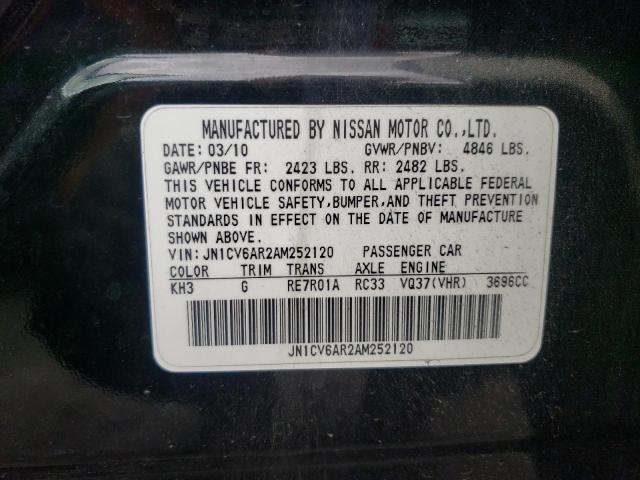 Photo 10 from auction – 2010 INFINITI G37 with VIN JN1CV6AR2AM252120