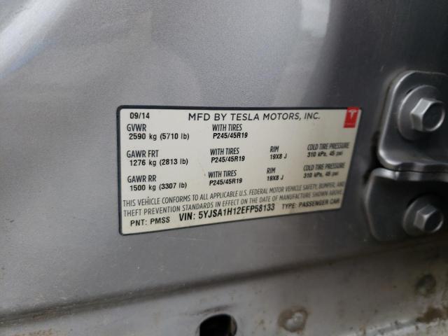 Photo 10 from auction – 2014 TESLA MODEL S with VIN 5YJSA1H12EFP58133