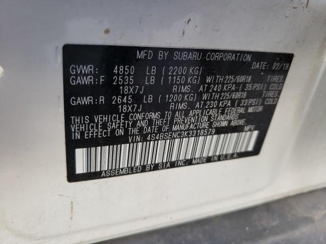 Photo 10 from auction – 2019 SUBARU OUTBACK 3. with VIN 4S4BSENC3K3318579