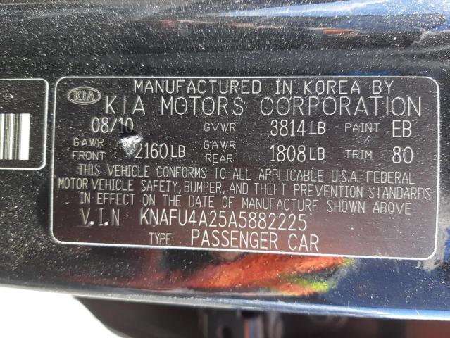 Photo 10 from auction – 2010 KIA FORTE EX with VIN KNAFU4A25A5882225