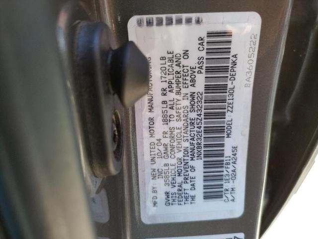 Photo 10 from auction – 2005 TOYOTA COROLLA CE with VIN 1NXBR32E45Z432322