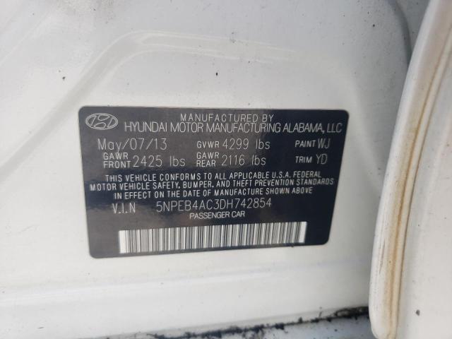 Photo 10 from auction – 2013 HYUNDAI SONATA GLS with VIN 5NPEB4AC3DH742854