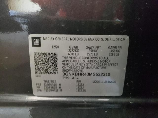 Photo 10 from auction – 2021 CHEVROLET BLAZER 2LT with VIN 3GNKBHR43MS532310