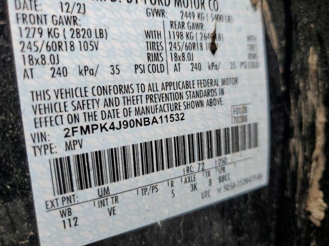Photo 10 from auction – 2022 FORD EDGE SEL with VIN 2FMPK4J90NBA11532