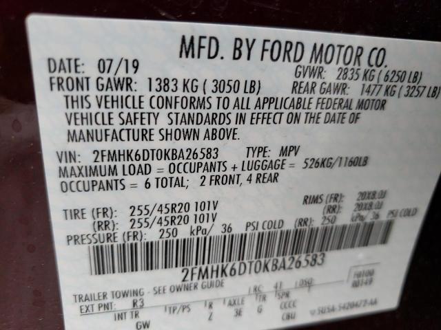 Photo 10 from auction – 2019 FORD FLEX LIMIT with VIN 2FMHK6DT0KBA26583