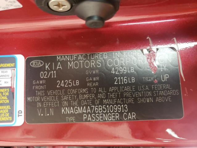Photo 10 from auction – 2011 KIA OPTIMA LX with VIN KNAGM4A76B5109913
