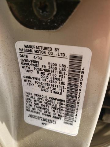 Photo 10 from auction – 2003 NISSAN PATHFINDER with VIN JN8DR09Y23W832459